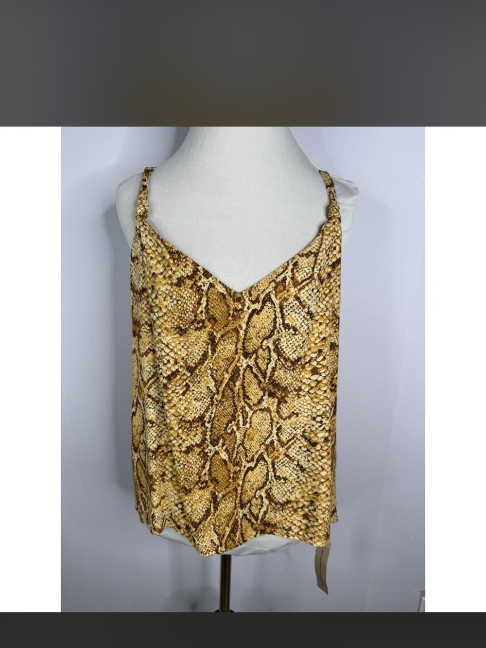 Reformation Gold Snake Print Satin Cami Tank Top
